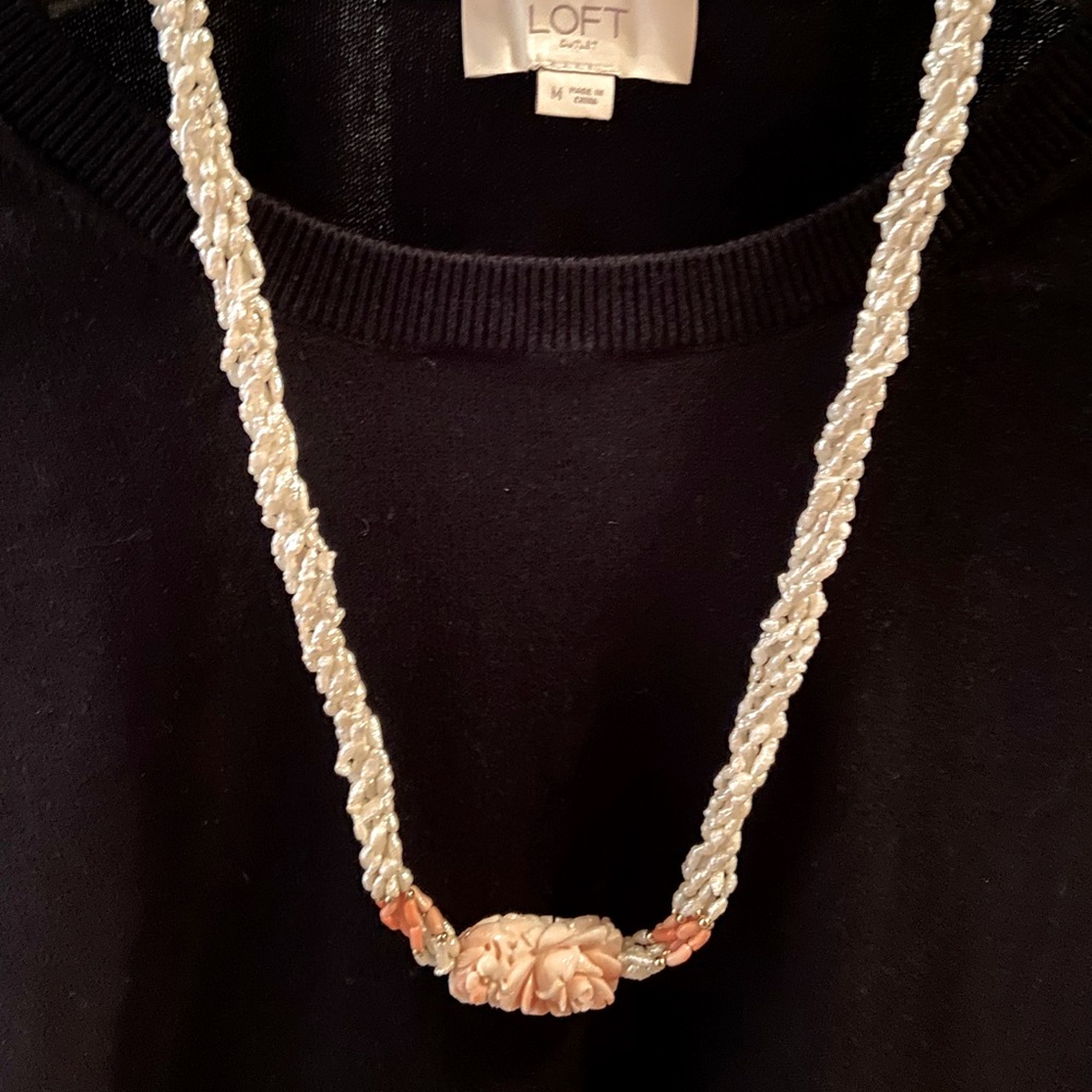 Freshwater pearl and coral necklace